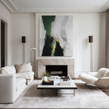 Large Green And Gold Abstract Wall Art Framed Abstract Art Green Abstract Painting Impressionism Abstract