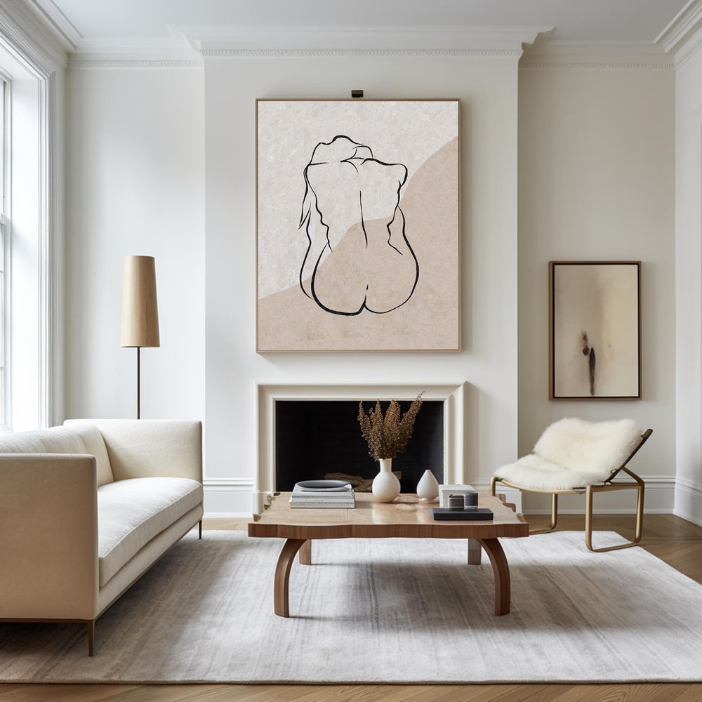 Modern Black And White Body Line Painting Abstract Minimalist Painting For Sale