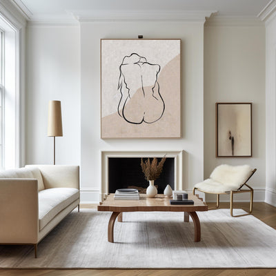 Modern Black And White Body Line Painting Abstract Minimalist Painting For Sale