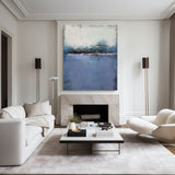 Blue Minimalist Acrylic Painting On Canvas Extra Large Minimal Canvas Art Abstract Minimalist Modern Wall Art