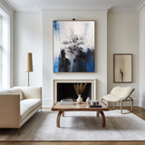 Large Blue Abstract Painting Navy Blue Abstract Art Original Blue Acrylic Paintings Blue And White Abstract Painting Living Room Canvas Art