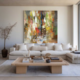 Colorful Abstract Wall Art, Rich Textured Canvas Art, Modern Large Acrylic Painting For Sale