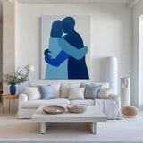 Original Blue Canvas Wall Art Modern Lovers Wall Art Romantic Abstract Painting