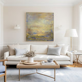 Yellow Abstract Painting Square Modern Canvas Art Extra Large Artwork