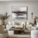 Large Beach Scene Painting On Canvas Huge Gray And White Abstract Canvas Art