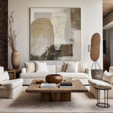 Brown and Beige Minimalist Abstract Art On Canvas Modern Painting Abstract Painting For livingroom