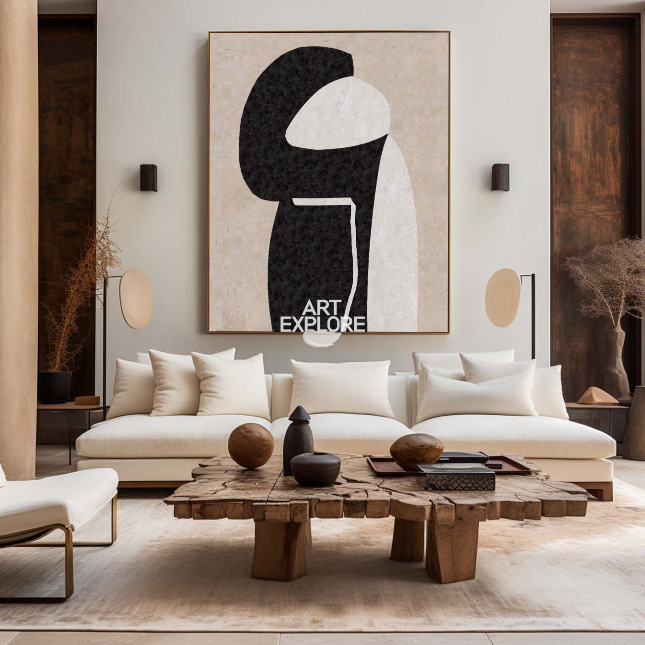 Modern Minimalist Painting Black White And Beige Cool Line Geometric Acrylic Painting Ideas Minimalist Painting For Sale