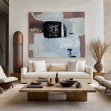 Large Grey Pink Abstract Art Painting, Acrylic Canvas Wall Art, Modern Grey Abstract Canvas Art