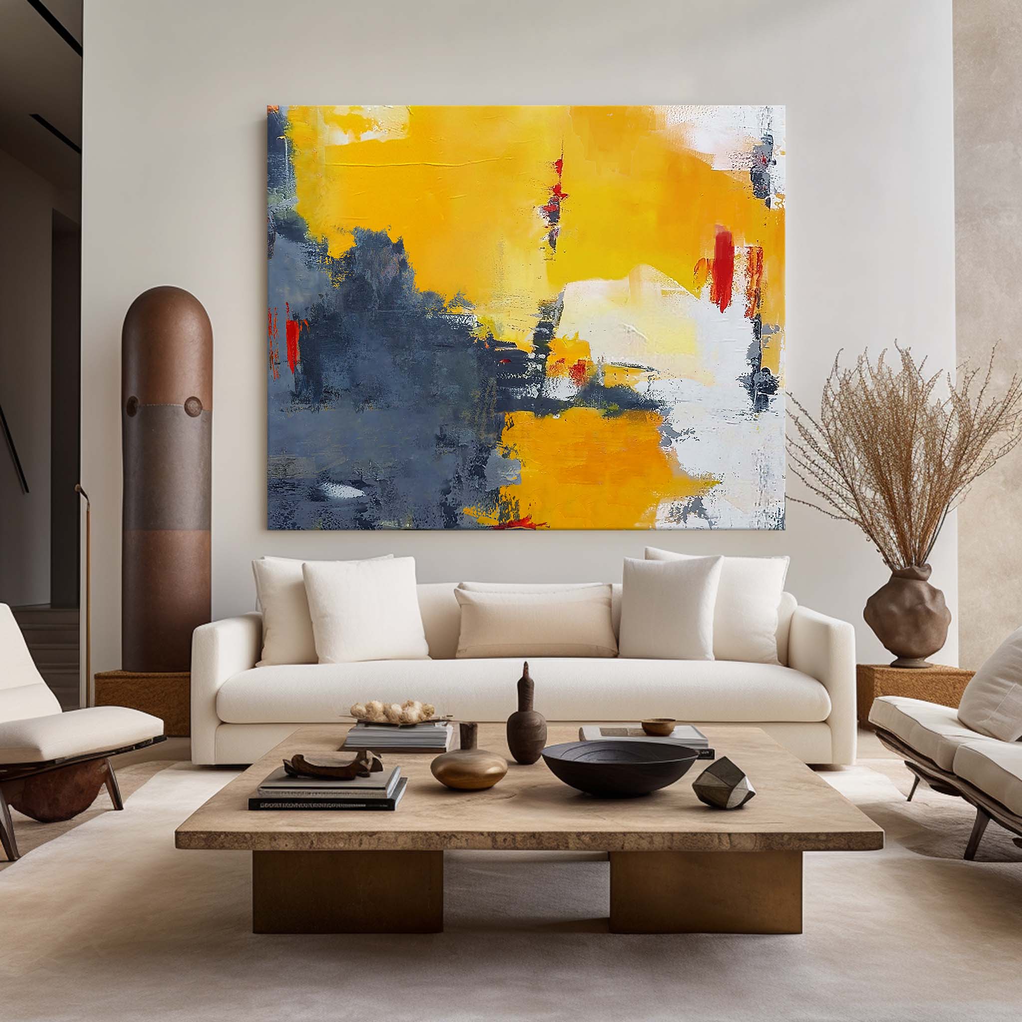 Extra Large Horizontal Orange And Grey Wall Art Orange Wall Decor