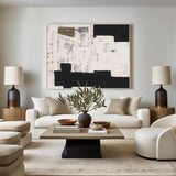 Wabi-sabi minimalist canvas art, Black and white minimalist wall, large abstract art on canvas