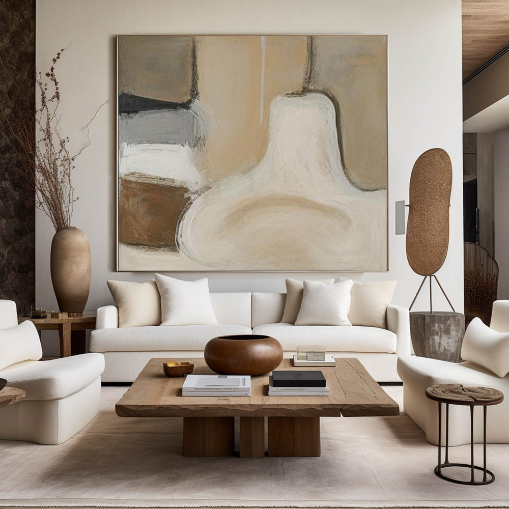 Brown And Beige Abstract Painting Minimalist Art Large Horizontal Canvas Paintings For Sale