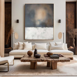 Wabi-sabi Minimalist Canvas Wall Art, Rothko Style Canvas Art Black White Acrylic Painting For Sale