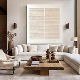 Wabi-sabi Beige Rich Textured Plaster Beige Wall Art Large Minimalist Painting For Livingroom