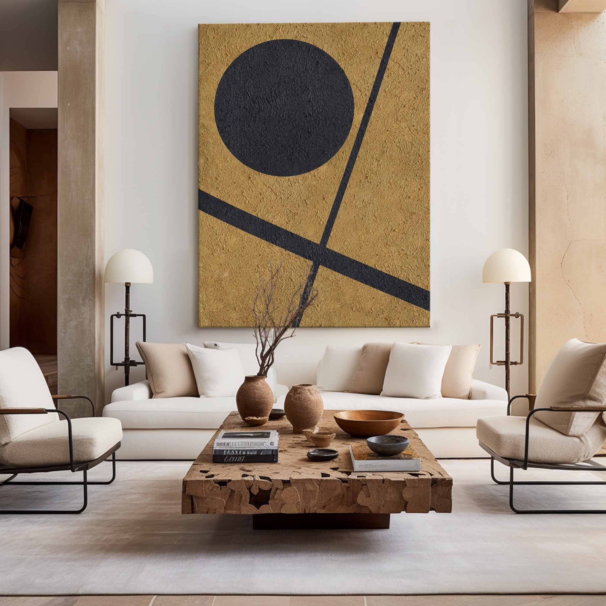 Modern Art Minimalist Painting Abstract Minimal Art Black And Gold Abstract