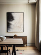 Large Black and Beige Painting Seashore Wall Art Rich Textured Art Painting For Sale