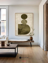 Abstract Geometric Brown And Green Painting Shape Art Painting On Canvas Luxury Home Decor