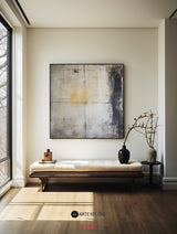 Wabi-sabi Beige Painting Large Dark Beige Grey Wabi-sabi Canvas Painting Large Abstract Wall Art