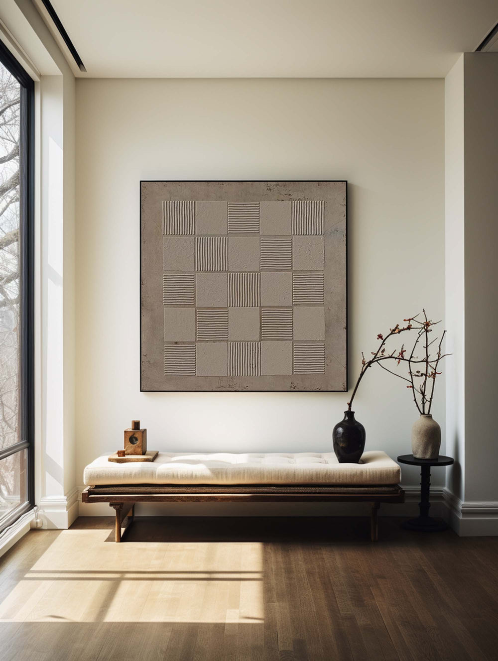 Wabi-sabi Brown Minimalist Wall Art Rich 3D Textured Canvas Art Minimalist Wall Art