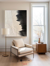 Black And Beige Minimalsit Painting Black Seashore Wall Art Painting Textured Art Painting For Sale
