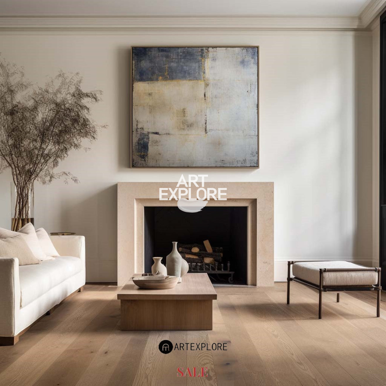 Wabi-sabi Brown Grey Painting Square Minimal Painting Large Canvas Wall Art For Sale
