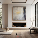 Wabi-sabi Beige Painting Large Dark Beige Grey Wabi-sabi Canvas Painting Large Abstract Wall Art