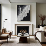 Black And White Plaster Painting Black Seashore Wall Art Painting Plaster Textured Art Painting