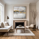 Black White Painting Large Gold Abstract Landscape Painting Modern Abstract Acrylic Canvas Art