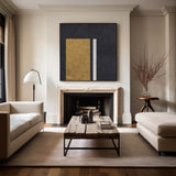 Black Minimalist Painting Oversized Painting Canvas Gold Minimalist Painting