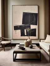 Modern Black And White Abstract Canvas Wall Art Earth Tone Minimalist Art Minimalist Painting