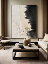 Black And Beige Minimalsit Painting Black Seashore Wall Art Painting Textured Art Painting For Sale