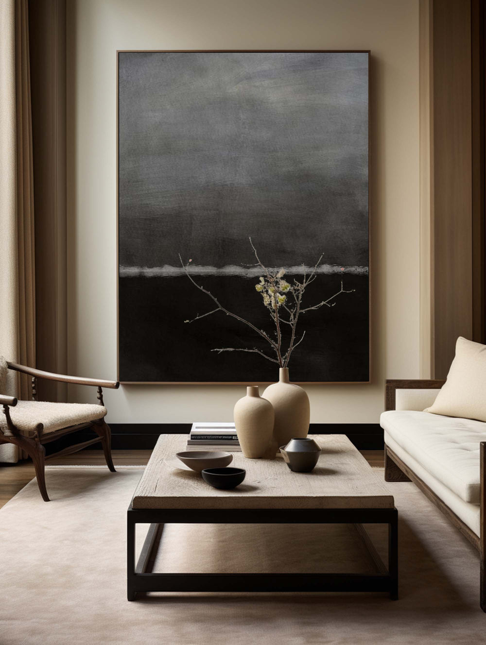 Abstract Dark Grey Canvas Painting Large Original Acrylic Abstract Canvas Art Modern Abstract Painting