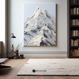 Large Mountain Painting Rich Textured Mountain Wall Art Blue White Mountain Art Landscape Art