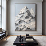 Large Snow Mountain Plaster Painting Mountain Art Blue White Snow Mountain Canvas Painting
