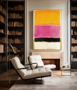 Yellow And Pink Canvas Wall Art Large Framed Rothko Art Painting Bauhaus Wall Art For Livingroom