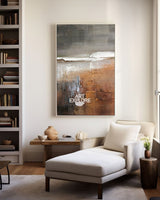 Large Brown Landscape Acrylic Painting Livingroom Canvas Wall Art Modern Abstract Landscape Painting For Sale