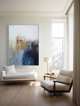 Large Modern Abstract Painting Original Blue And Yellow Abstract Paintings On Canvas Extra Large Abstract Acrylic Painting For Living Room