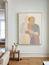 Modern Abstract Portrait Lovers Painting Large Lovers Canvas Wall Art Vertical Painting