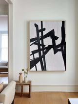 Modern Black And White Abstract Canvas Wall Art Minimalist Art Minimalist Painting For Livingroom