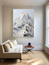 Large Mountain Painting Rich Textured Mountain Wall Art Blue White Mountain Art Landscape Art