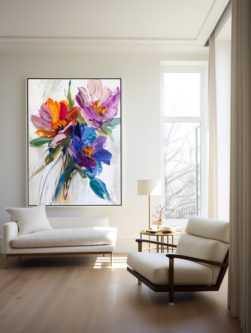Large Framed Art Flowers Colourful Art Paintings For Wall Custom Canvas Paintings