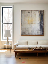 Wabi-sabi Beige Painting Large Dark Beige Grey Wabi-sabi Canvas Painting Large Abstract Wall Art