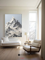 Snow Mountain Painting Rich Textured Mountain Art White Snow Mountain Landscape Painting
