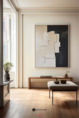 Modern Black And White Abstract Canvas Wall Art Minimalist Art Minimalist Painting For Livingroom