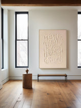 Modern Beige Abstract Canvas Wall Art Minimalist Painting Thick Plaster Texture Painting