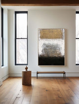 Large Vertical Black And Gold Canvas Art Acrylic Painting On Canvas Modern Abstract Wall Art