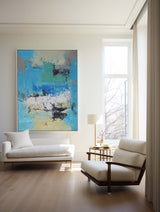 Large Abstract Canvas Art Blue And Yellow Wall Abstract Canvas Art Textured Abstract Painting