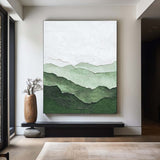 Green Mountain Texture Painting Lage Green Handmade Wall Art Minimalist Painting Vertical Painting