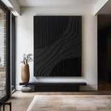 Black 3D Texture Painting Modern Minimalist Luxury Art Black Abstract Wall Art Black 3D Abstract Painting on Canvas