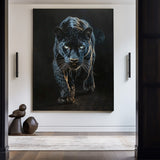 Large Black Panther Oil Painting Wild Black Panther Canvas Art Black Panther Painting For Sale