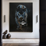 Large Black Panther Oil Painting Wild Black Panther Canvas Art Black Panther Painting For Sale